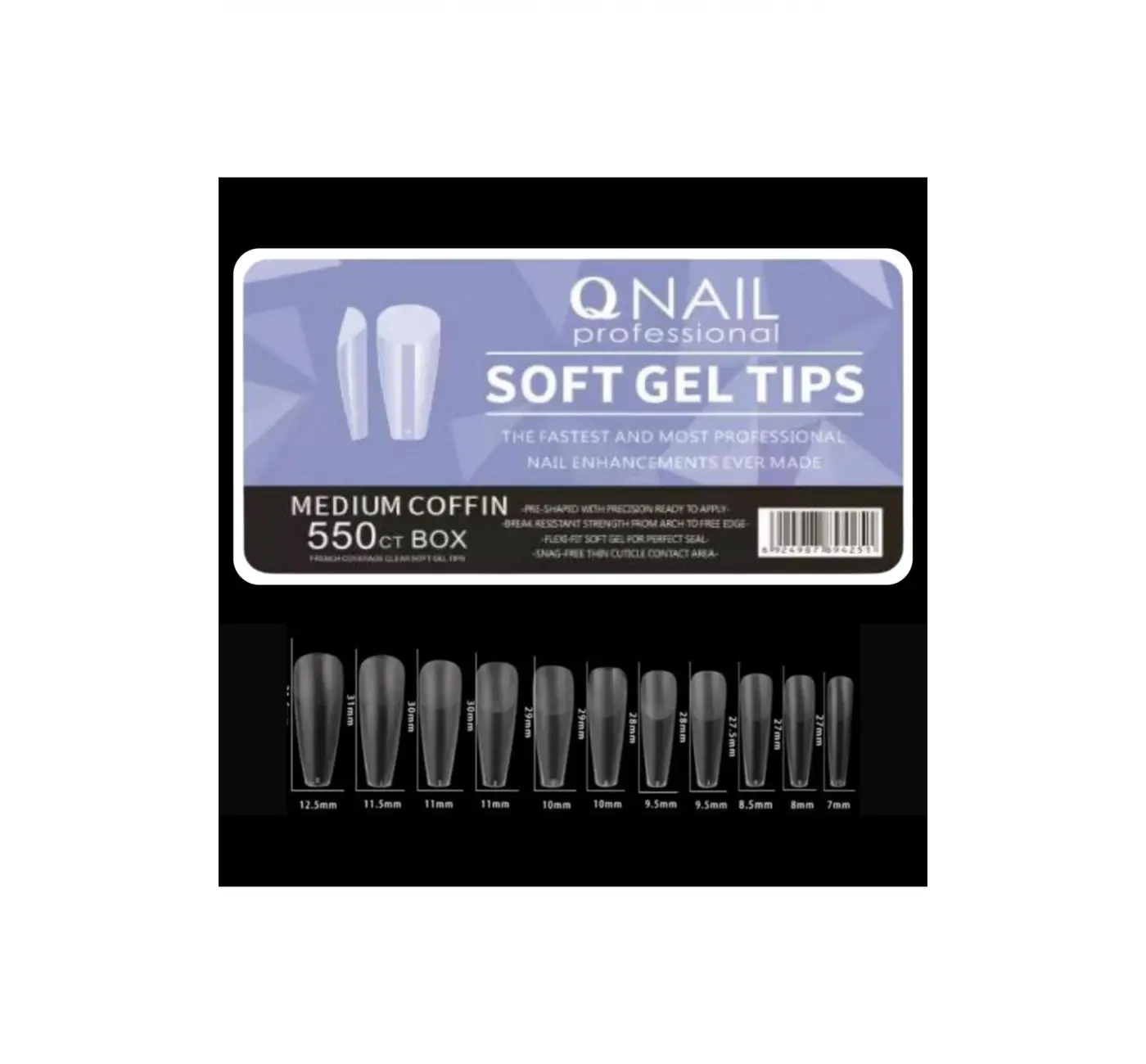 Protez Tırnak Soft Jel Tips 550’li Medium Coffin Yeni Sistem
