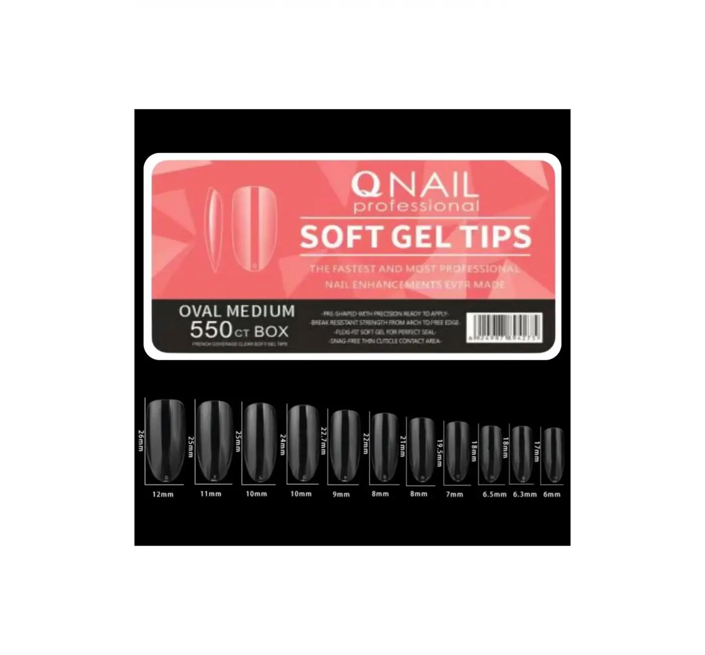 550li Oval Medium Soft Gel Tips Profesyonel Nail Art Hızlı Tırnak Uzatma Tırnak Bakım