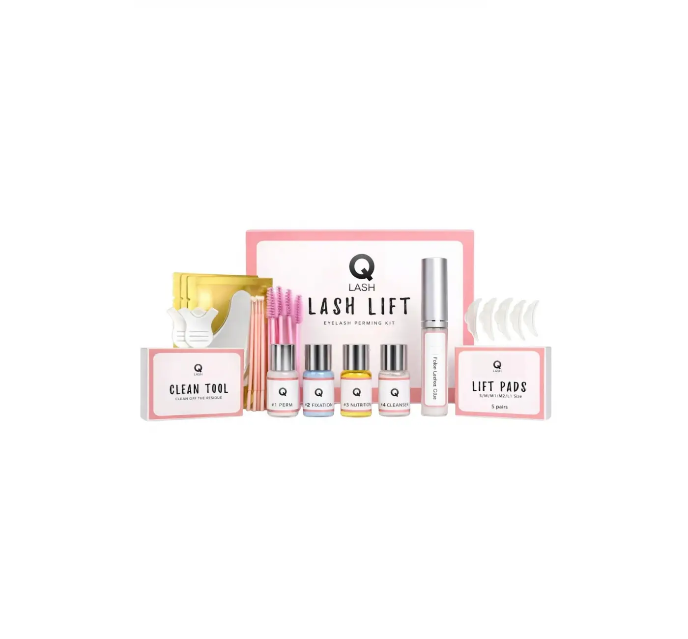 QLASH Kirpik Lifting Seti Yapıştırıcılı 10ml Lash Lift, Kaş & Kirpik Perma Seti Full Set