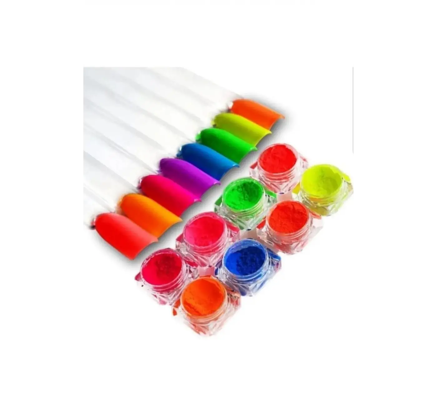 QNAIL PROFESSIONAL Renk 12li Neon Tırnak Pigmenti Nail Art Neon Toz Seti
