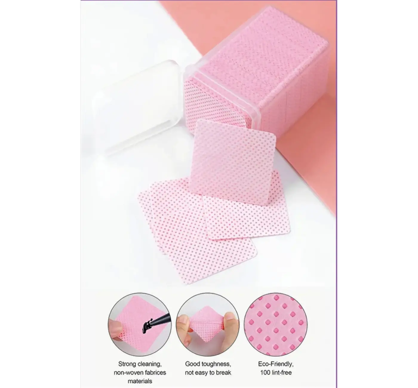 Tüysüz Mendil 200lü Kare pembe
