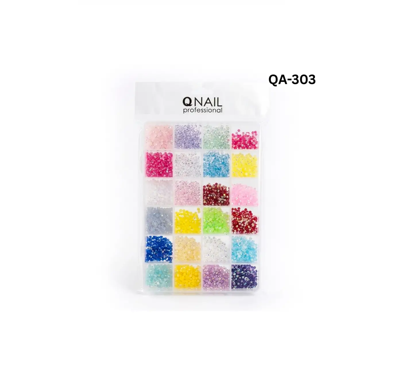 QNAİL PROFESSİONAL 24 Bölmeli Renkli Tırnak Taşı Seti Nail Art Süsleme Boncukları Parlak Kristal Taş QA-303