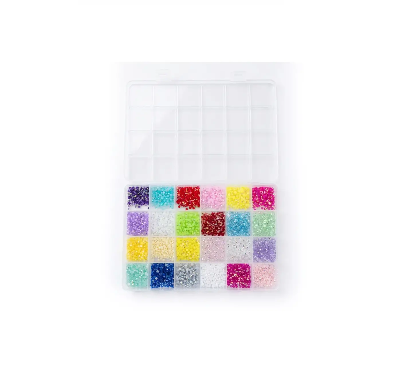 QNAİL PROFESSİONAL 24 Bölmeli Renkli Tırnak Taşı Seti Nail Art Süsleme Boncukları Parlak Kristal Taş QA-303