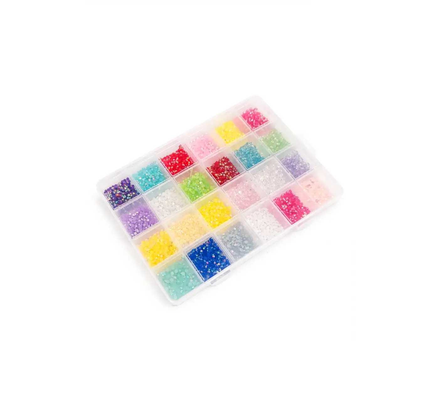 QNAİL PROFESSİONAL 24 Bölmeli Renkli Tırnak Taşı Seti Nail Art Süsleme Boncukları Parlak Kristal Taş QA-303