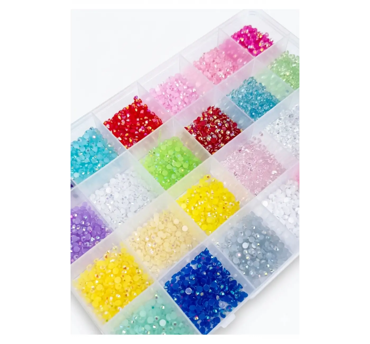 QNAİL PROFESSİONAL 24 Bölmeli Renkli Tırnak Taşı Seti Nail Art Süsleme Boncukları Parlak Kristal Taş QA-303