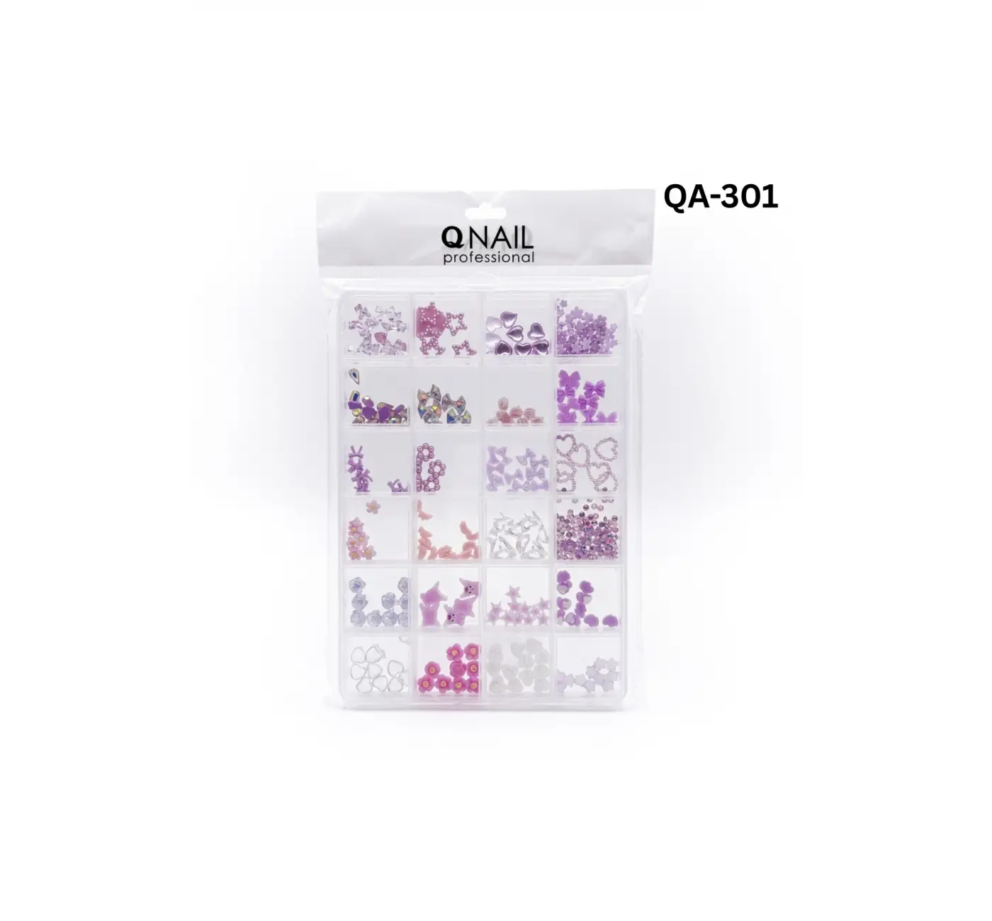 QNAİL PROFESSİONAL Renkli Tırnak Taşı Seti 24’lü Nail Art Süsleme Parlak Kristal Boncuk Seti QA-301