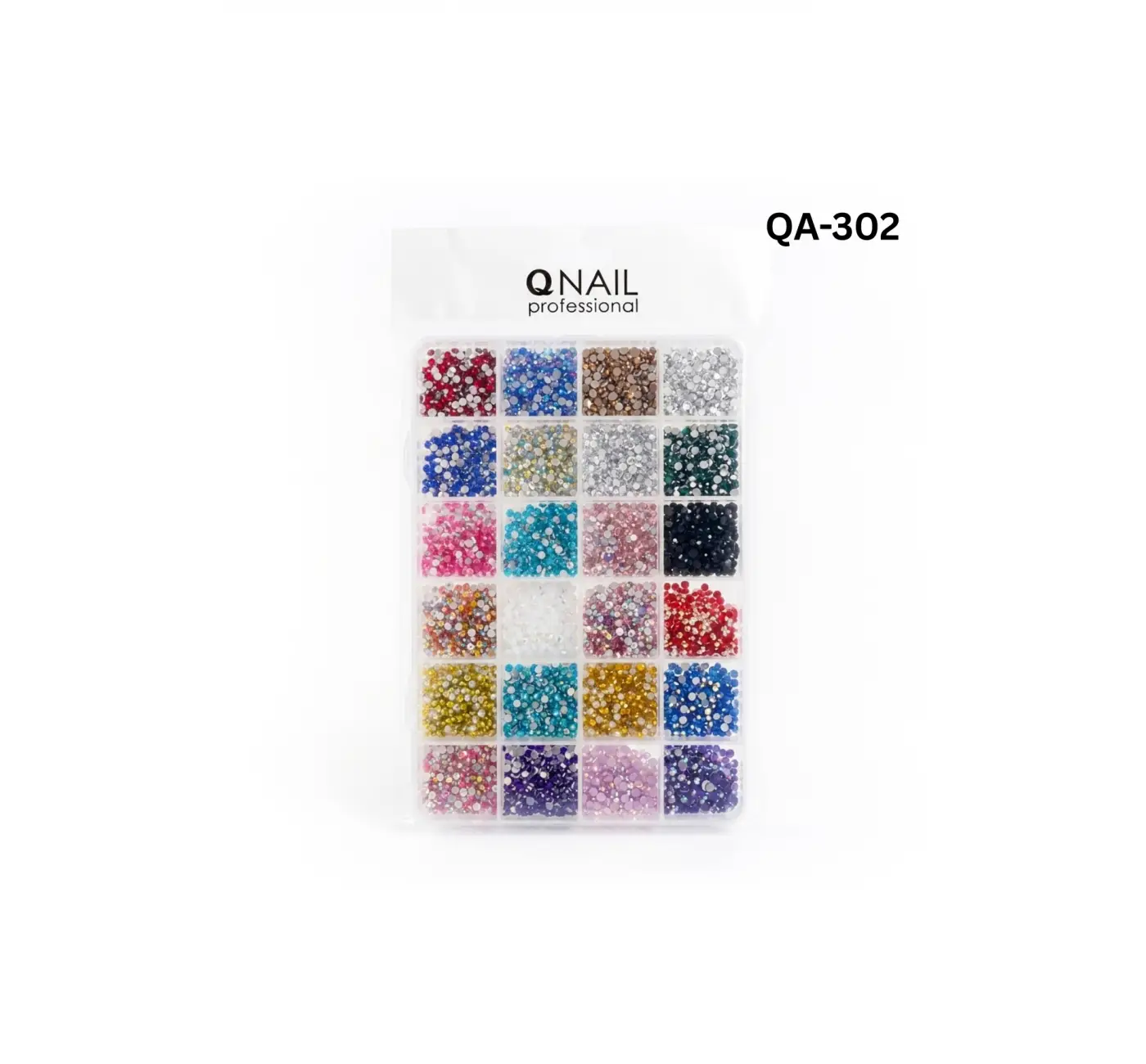 QNAİL PROFESSİONAL Renkli Tırnak Taşı Seti 24’lü Nail Art Süsleme Parlak Kristal Boncuk Seti QA-302