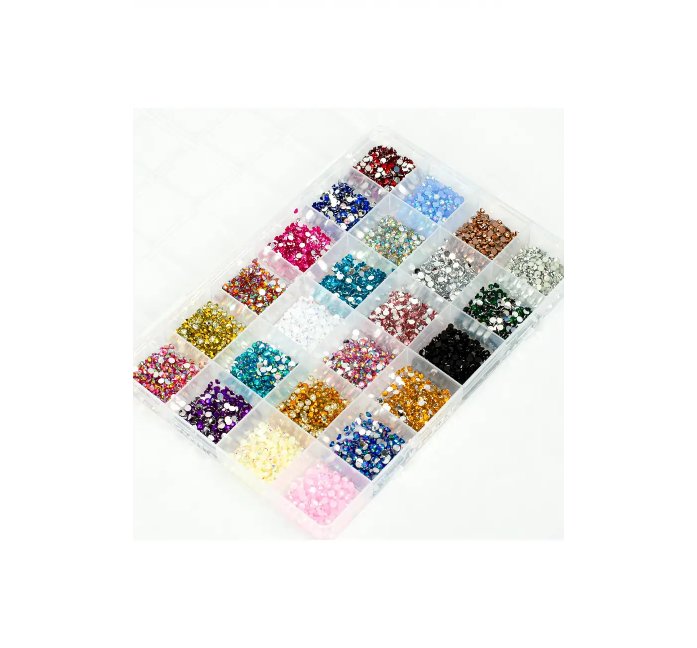 QNAİL PROFESSİONAL Renkli Tırnak Taşı Seti 24’lü Nail Art Süsleme Parlak Kristal Boncuk Seti QA-302