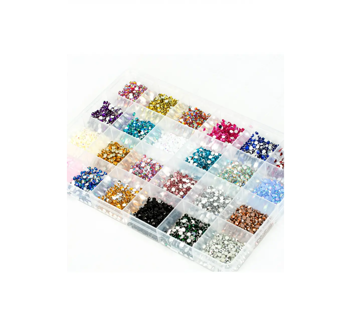QNAİL PROFESSİONAL Renkli Tırnak Taşı Seti 24’lü Nail Art Süsleme Parlak Kristal Boncuk Seti QA-302