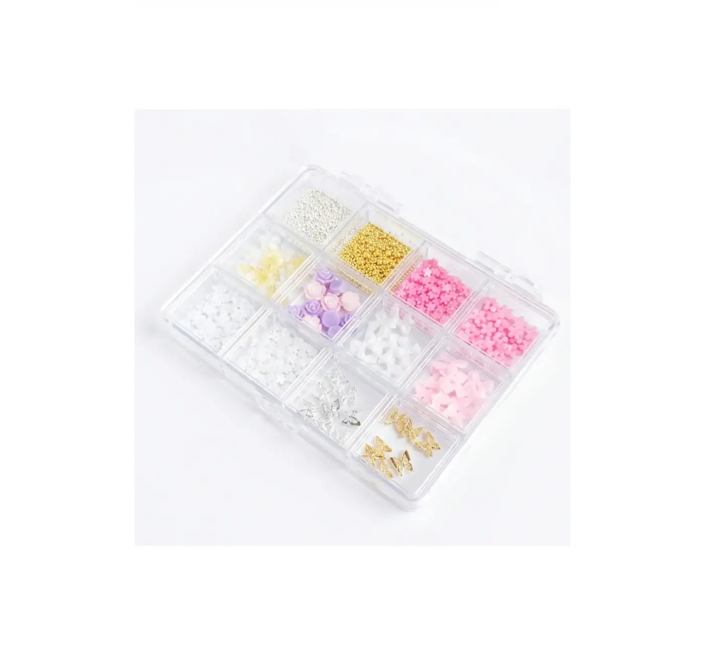 Renkli Tırnak Taşı Seti 12Li Nail Art Süsleme Parlak Kristal Boncuk Seti QA-206