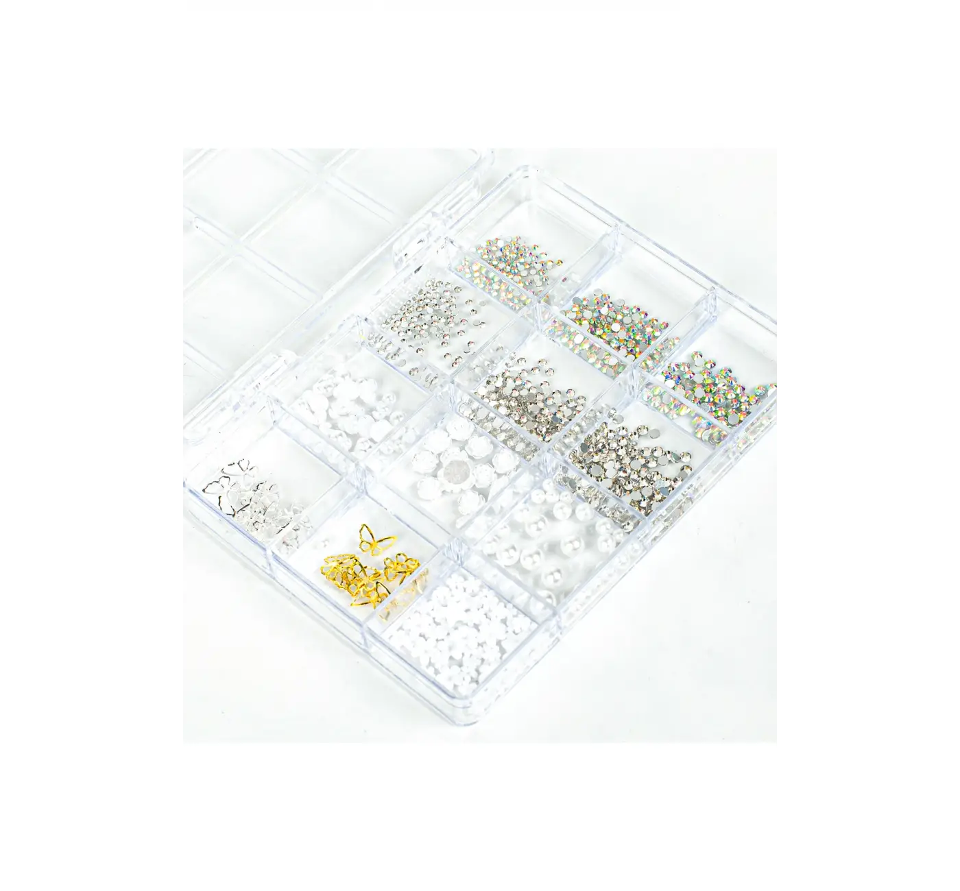 Renkli Tırnak Taşı Seti 12Li Nail Art Süsleme Parlak Kristal Boncuk Seti QA-208