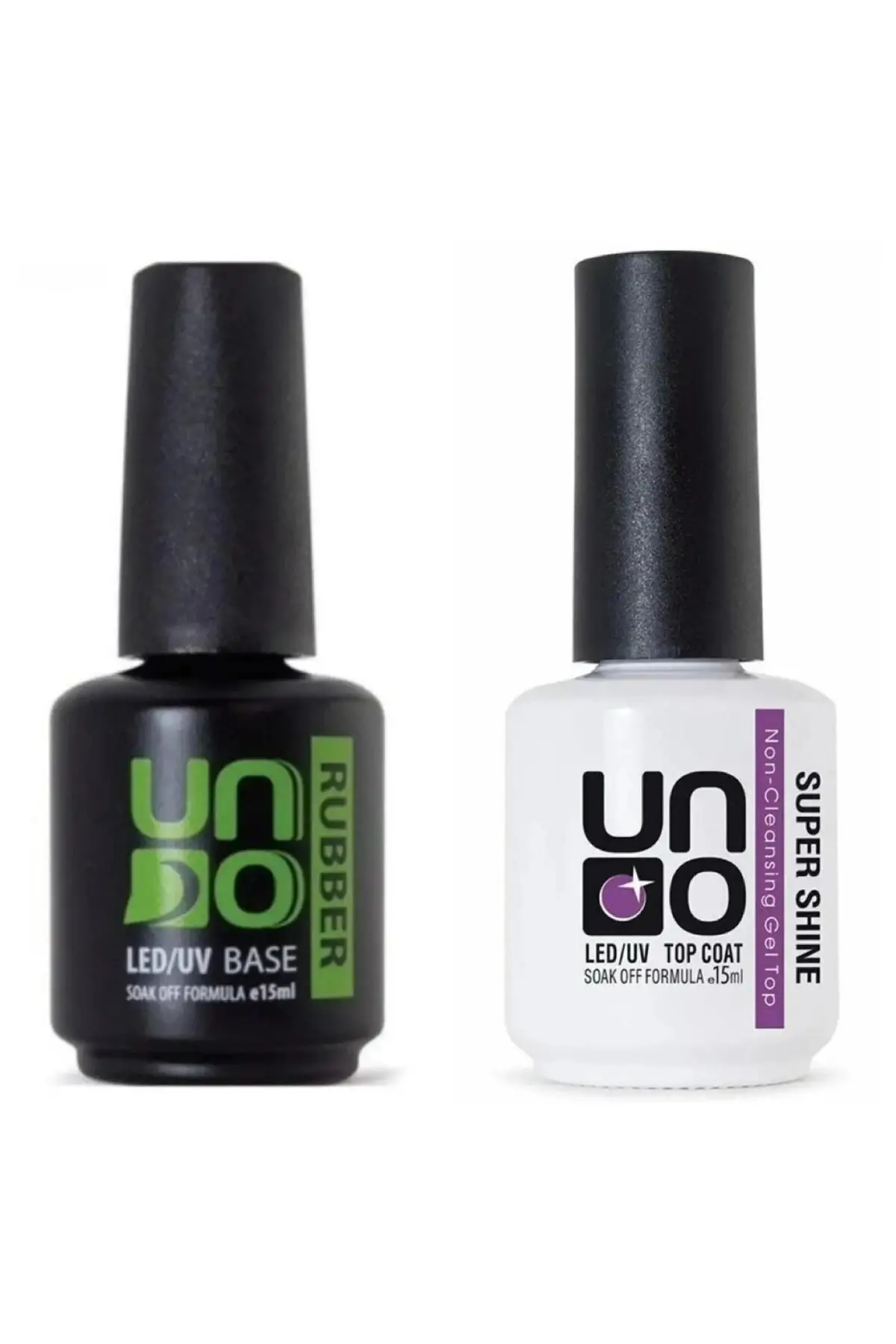 Uno Rubber Base Coat 15 ml+ Uno Top Coat 15 ml Super Shıne 2Lİ SET