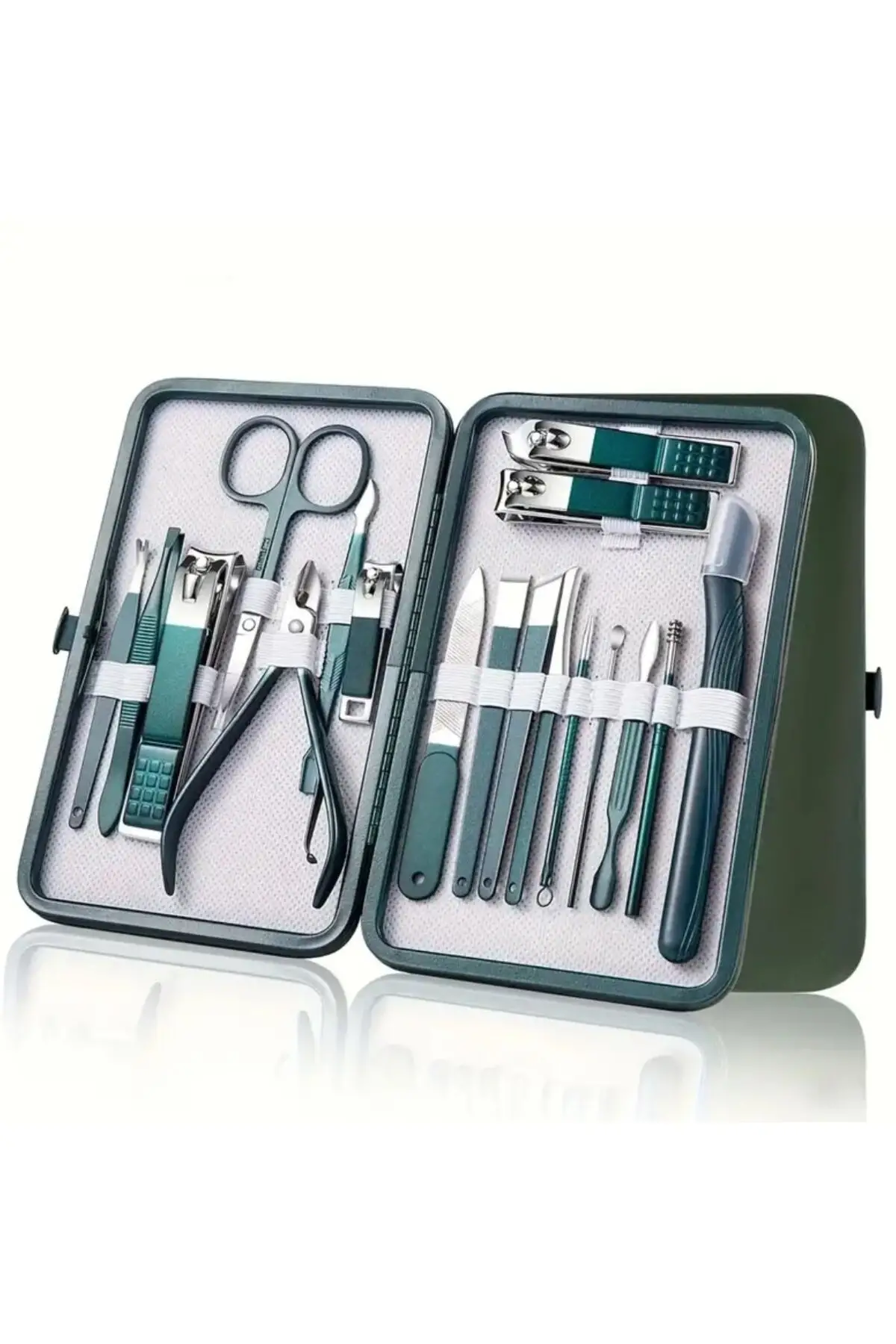 Qnail Professional 18 Parça Tırnak Bakım Seti Paslanmaz Çelik Manikür Pedikür Tırnak Makası Seti Seyahat çantası ile