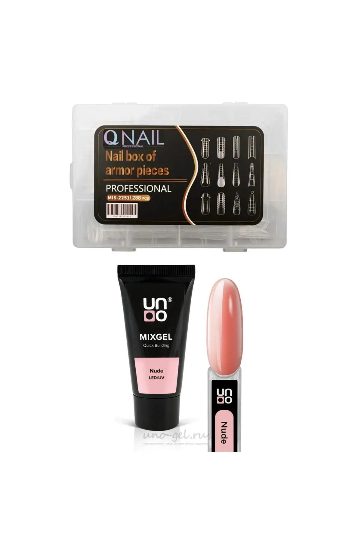 Uno Poly Jel nude LED/UV Protez Tırnak Tips Üst Form Jel Tips 12 Farklı Model Tips SET