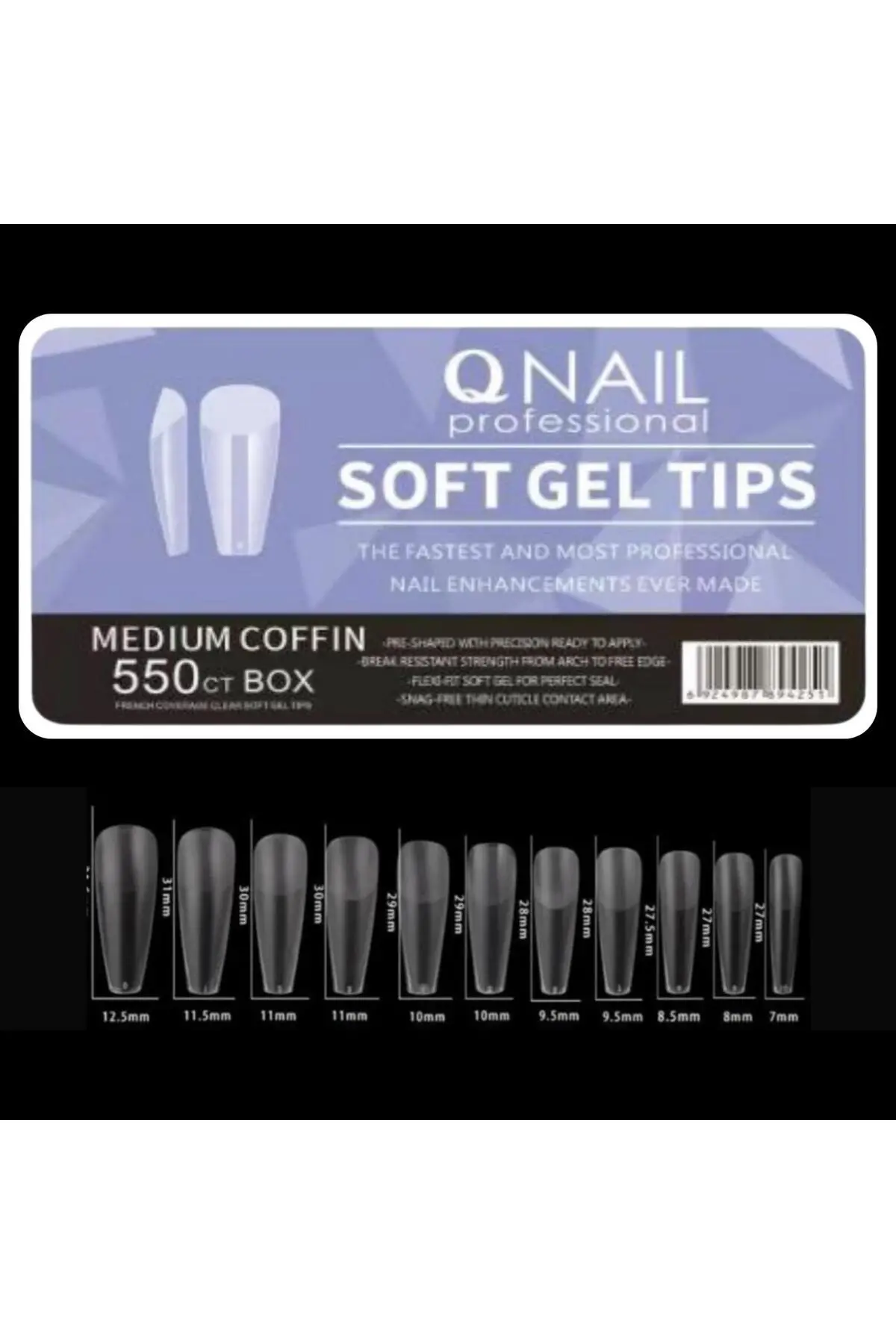 Protez Tırnak Soft Jel Tips 550’li Medium Coffin Yeni Sistem