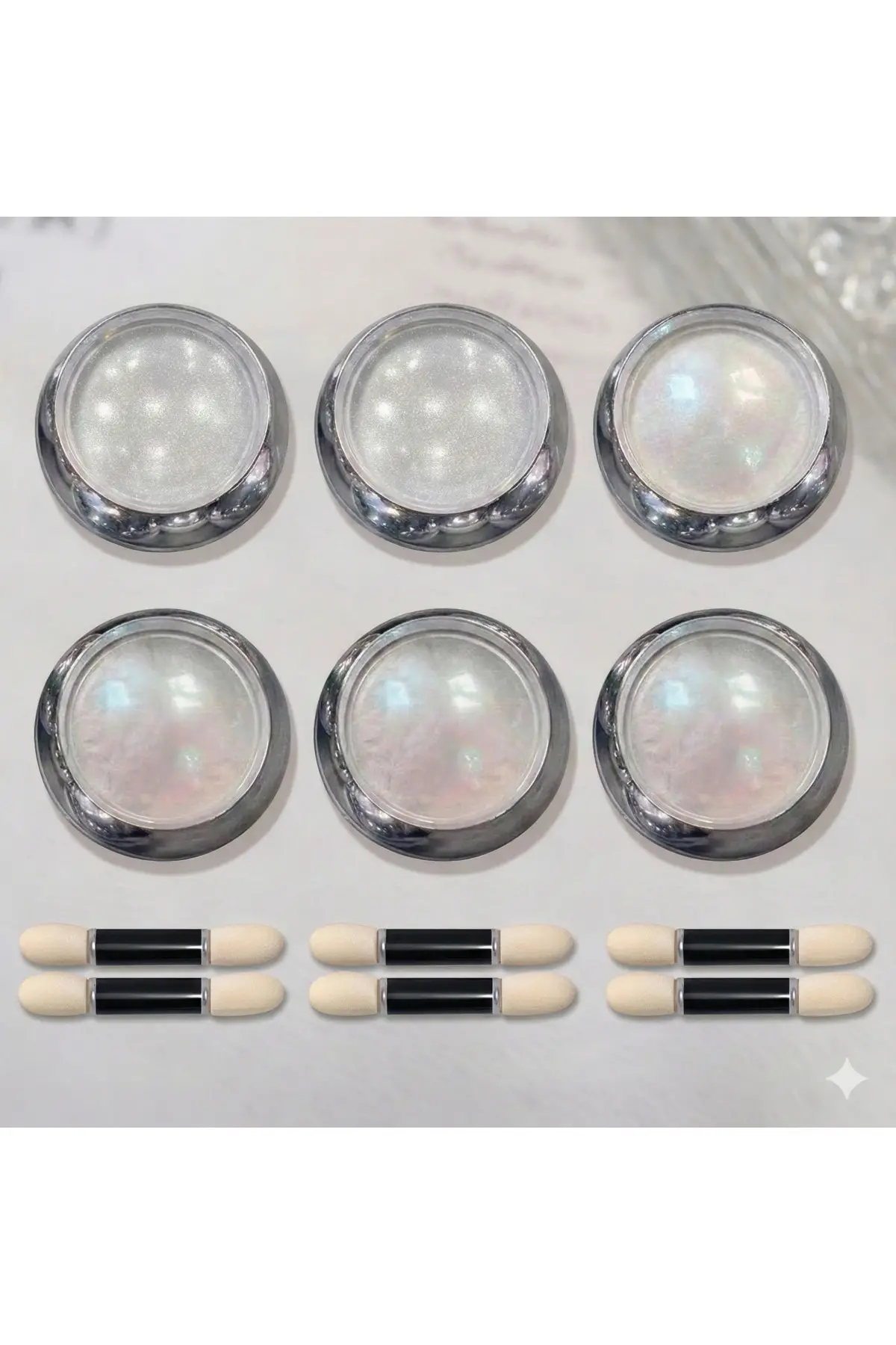 6lı Holografik Krom Tırnak Tozu Seti / İnci Tozu Set- 6 Farklı Işıltı ile Büyüleyici Yansımalar