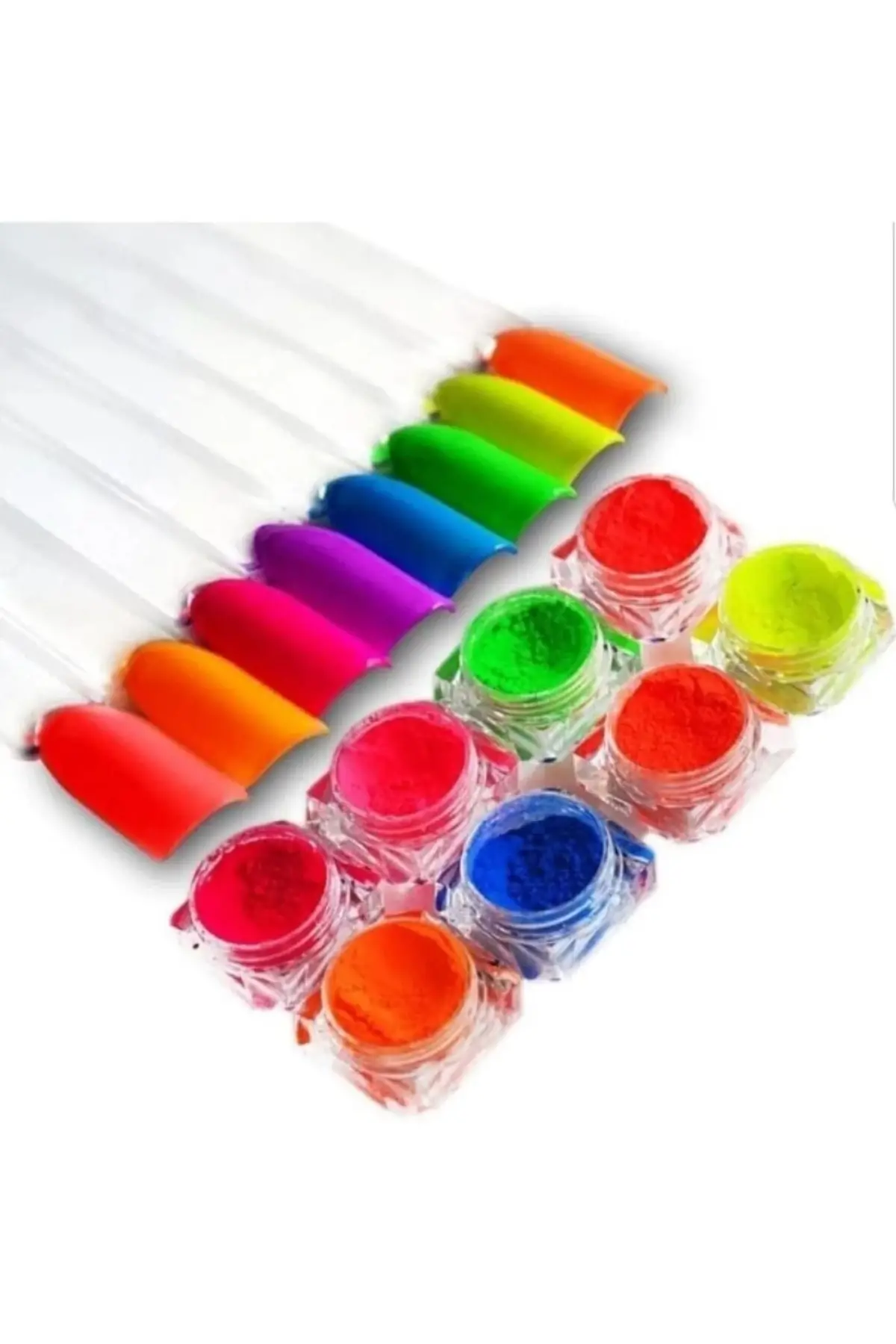 QNAIL PROFESSIONAL Renk 12li Neon Tırnak Pigmenti Nail Art Neon Toz Seti