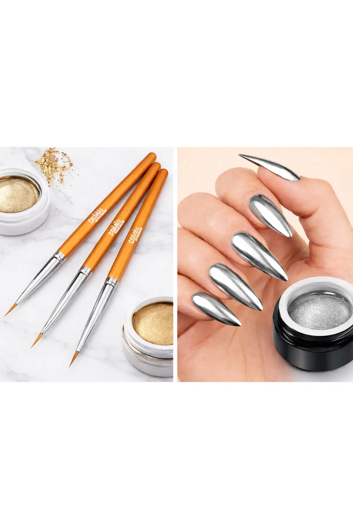 Gümüş Gel Metalik jel Paint Metalik Gri Nail Art Kalıcı Oje 5g+3lü nail art fırça