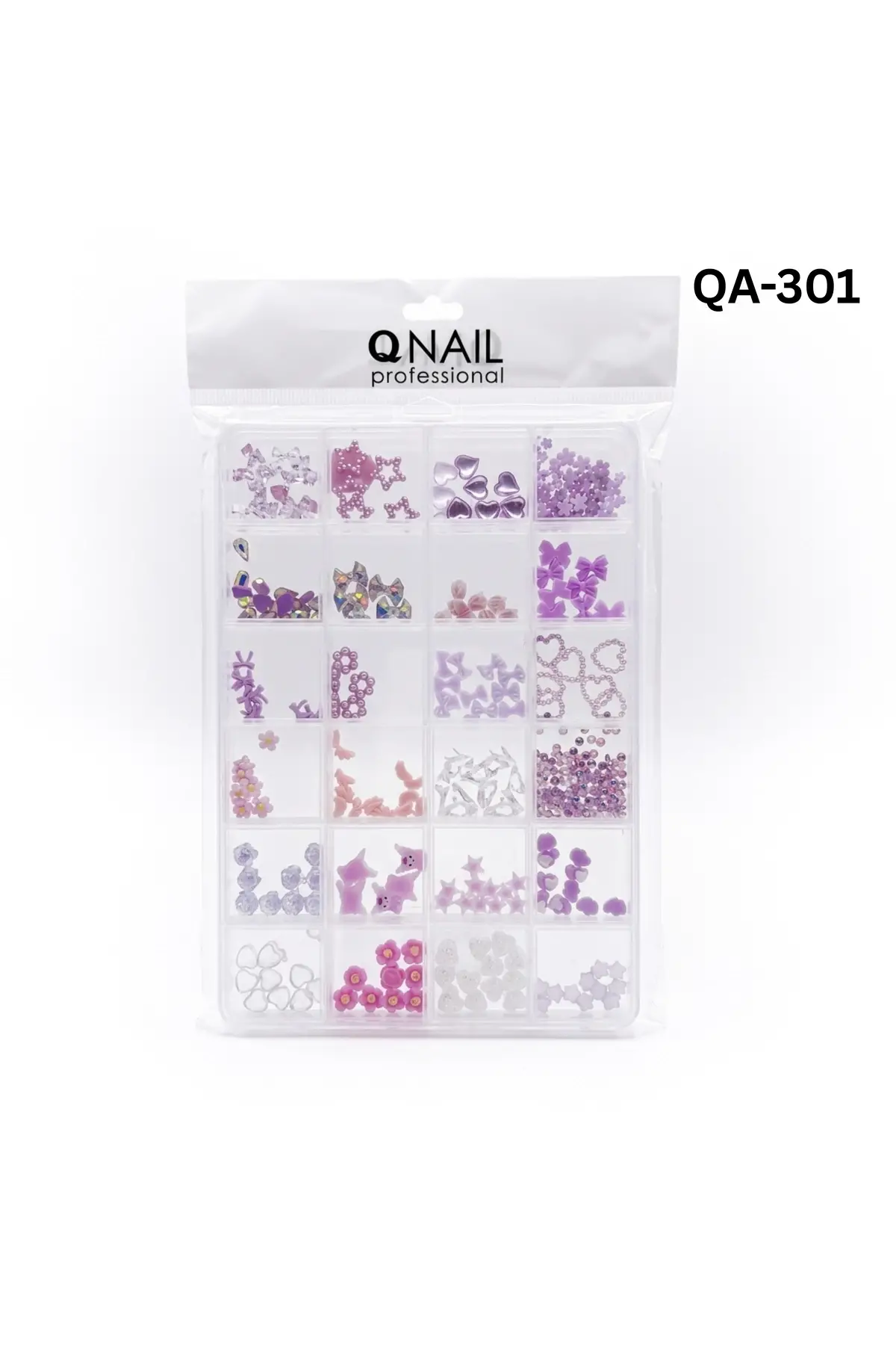 QNAİL PROFESSİONAL Renkli Tırnak Taşı Seti 24’lü Nail Art Süsleme Parlak Kristal Boncuk Seti QA-301