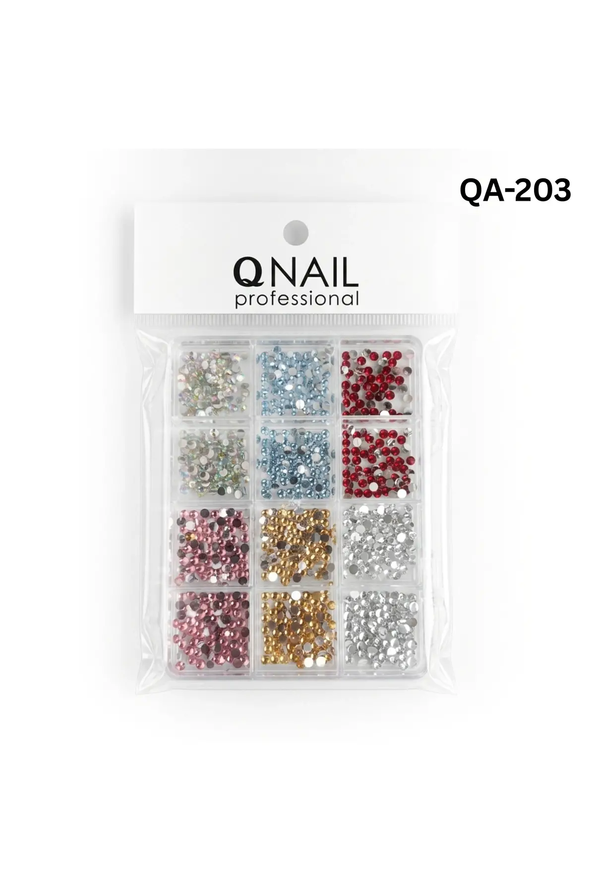 Renkli Tırnak Taşı Seti 12Li Nail Art Süsleme Parlak Kristal Boncuk Seti QA-203