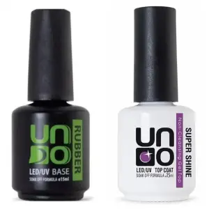 Uno Rubber Base Coat 15 ml+ Uno Top Coat 15 ml Super Shıne 2Lİ SET