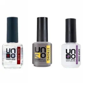 Uno Non-Acid Primer Bond 15 Ml Primer+Uno Strong Base Coat 15 ml+Uno Top Coat 15 ml Super Shıne