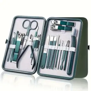 Qnail Professional 18 Parça Tırnak Bakım Seti Paslanmaz Çelik Manikür Pedikür Tırnak Makası Seti Seyahat çantası ile