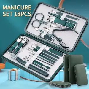 Qnail Professional 18 Parça Tırnak Bakım Seti Paslanmaz Çelik Manikür Pedikür Tırnak Makası Seti Seyahat çantası ile