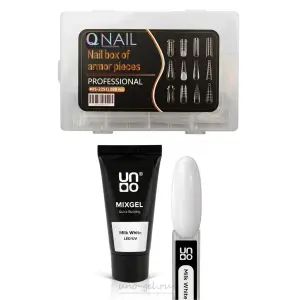 Uno Poly Jel Milk White LED/UV Protez Tırnak Tips Üst Form Jel Tips 12 Farklı Model Tips SET