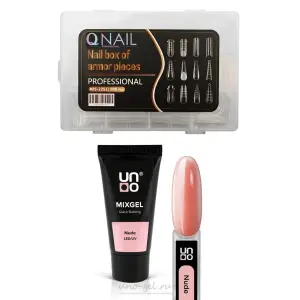 Uno Poly Jel nude LED/UV Protez Tırnak Tips Üst Form Jel Tips 12 Farklı Model Tips SET