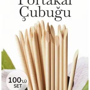 Portakal Çubuğu 100lü Set – Ahşap Tırnak Eti Itici Manikür Pedikür Seti