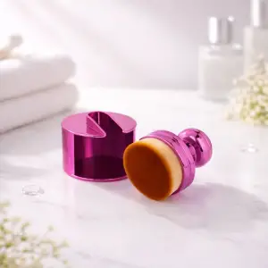 Pembe Kapaklı Fondöten & Tırnak Toz Alma Fırçası Yumuşak Kıllı Çok Amaçlı