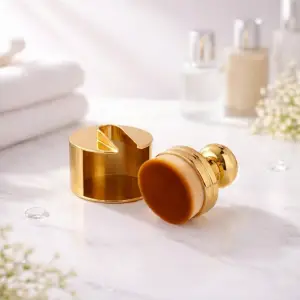 Gold Kapaklı Fondöten & Tırnak Toz Alma Fırçası Yumuşak Kıllı Çok Amaçlı