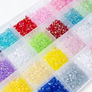 QNAİL PROFESSİONAL 24 Bölmeli Renkli Tırnak Taşı Seti Nail Art Süsleme Boncukları Parlak Kristal Taş QA-303
