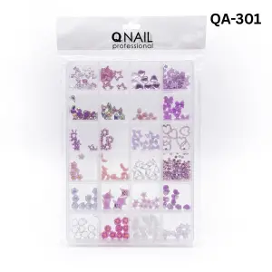 QNAİL PROFESSİONAL Renkli Tırnak Taşı Seti 24’lü Nail Art Süsleme Parlak Kristal Boncuk Seti QA-301