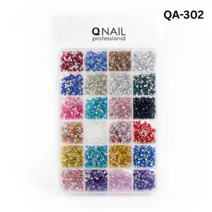 QNAİL PROFESSİONAL Renkli Tırnak Taşı Seti 24’lü Nail Art Süsleme Parlak Kristal Boncuk Seti QA-302