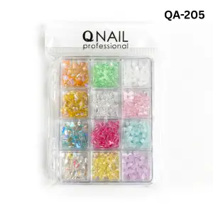 Renkli Tırnak Taşı Seti 12Li Nail Art Süsleme Parlak Kristal Boncuk Seti QA-205