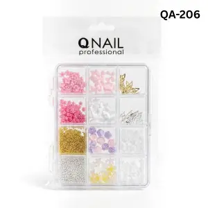 Renkli Tırnak Taşı Seti 12Li Nail Art Süsleme Parlak Kristal Boncuk Seti QA-206