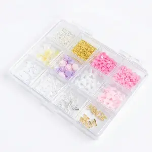 Renkli Tırnak Taşı Seti 12Li Nail Art Süsleme Parlak Kristal Boncuk Seti QA-206