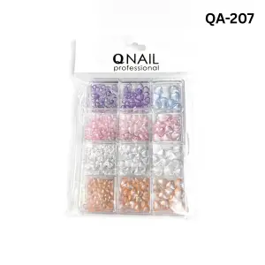 Renkli Tırnak Taşı Seti 12Li Nail Art Süsleme Parlak Kristal Boncuk Seti QA-207