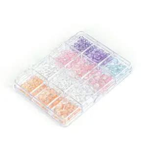 Renkli Tırnak Taşı Seti 12Li Nail Art Süsleme Parlak Kristal Boncuk Seti QA-207