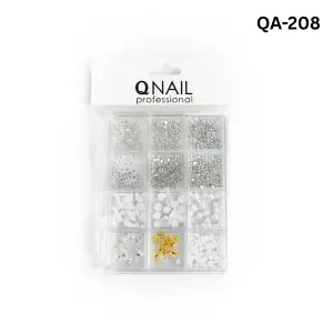 Renkli Tırnak Taşı Seti 12Li Nail Art Süsleme Parlak Kristal Boncuk Seti QA-208