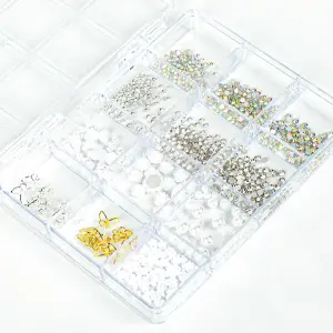 Renkli Tırnak Taşı Seti 12Li Nail Art Süsleme Parlak Kristal Boncuk Seti QA-208