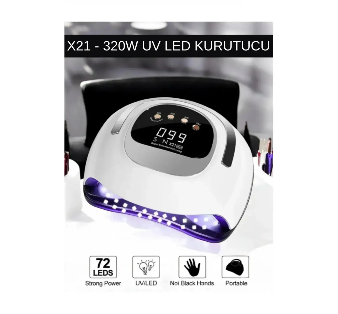 X21 Kalıcı Oje ve Protez Tırnak Kurutucu 72 Leds 320 Watt