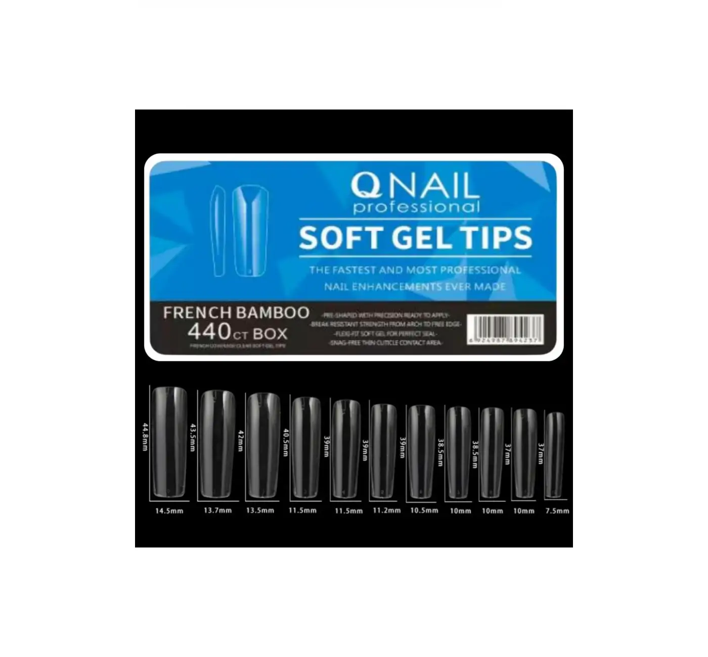 440lı French Bamboo Soft Gel Tips Profesyonel Nail Art Hızlı Tırnak Uzatma Tırnak Bakım