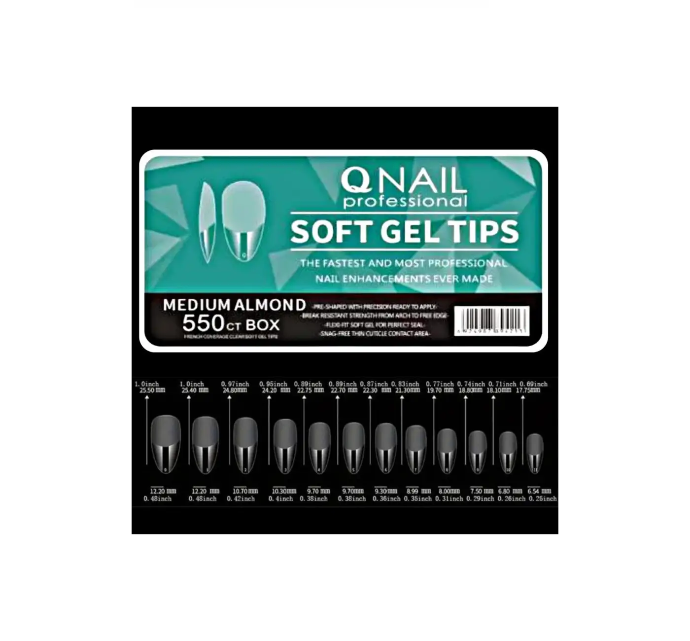 Protez Tırnak Kapsül Soft Jel Tips 550’li Medium Almond Yeni Sistem