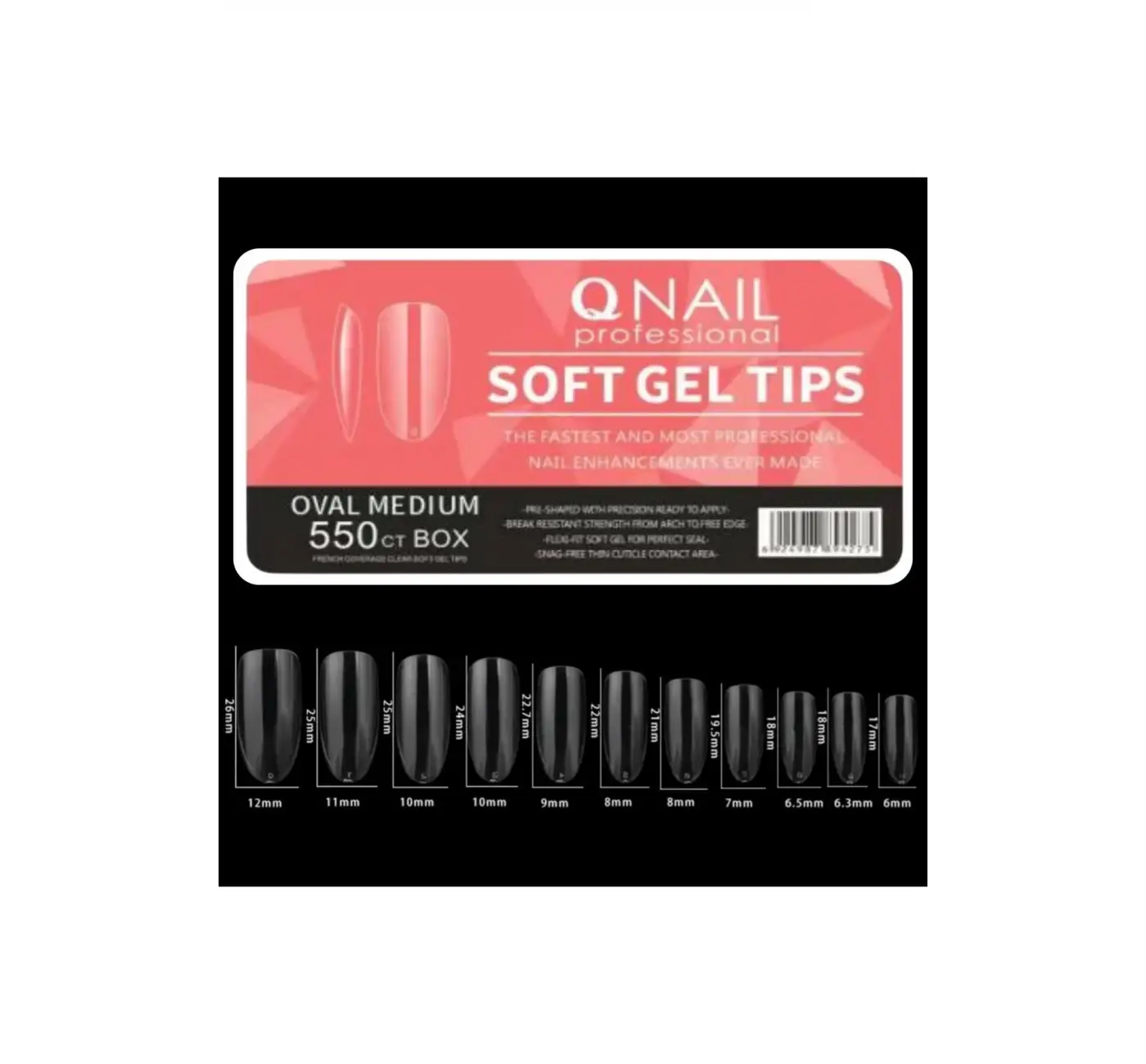 550li Oval Medium Soft Gel Tips Profesyonel Nail Art Hızlı Tırnak Uzatma Tırnak Bakım
