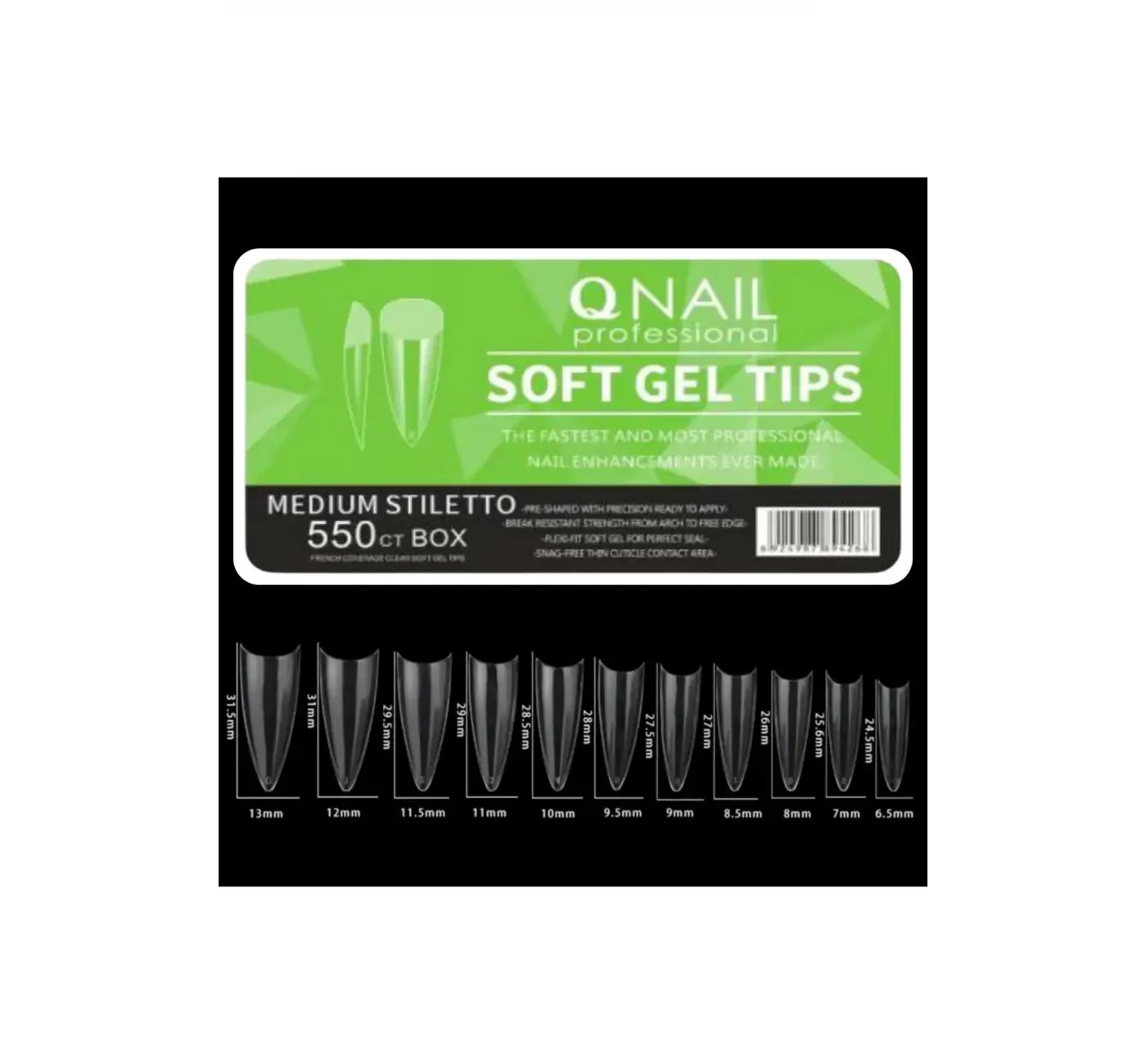 Soft Jel Tips Protez Tırnak Tips Uzatma Yeni Nesil 550 Adet Medium Stiletto
