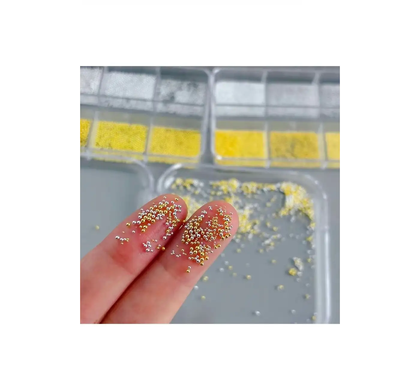 Havyar Tırnak Taş Süsleme Nail Art Boncukları Gold ve Silver 6lı