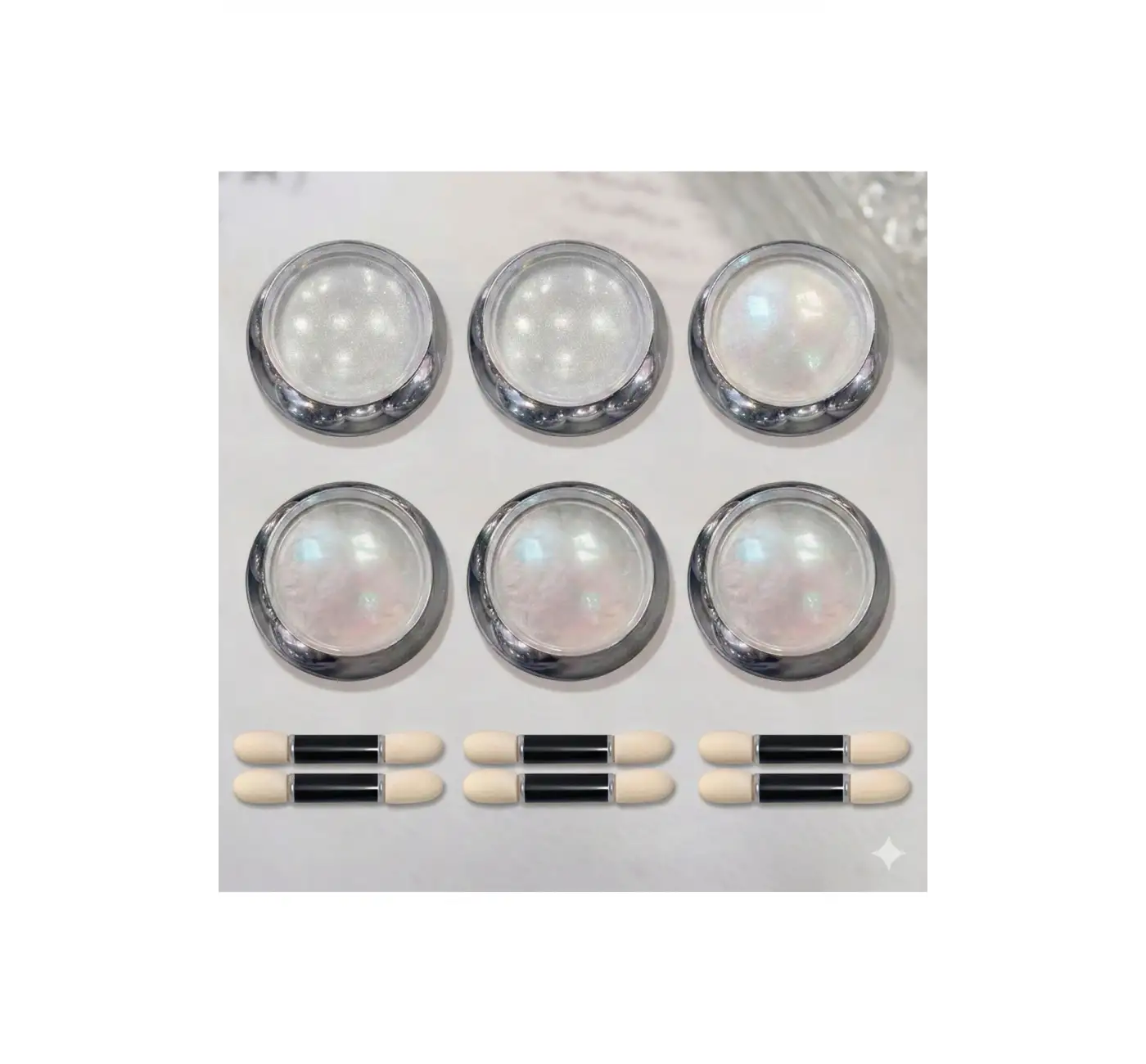 6lı Holografik Krom Tırnak Tozu Seti / İnci Tozu Set- 6 Farklı Işıltı ile Büyüleyici Yansımalar